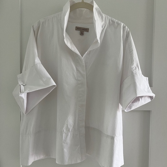 Banana Republic Heavy Cotton Poplin White Boxy Shirt Sz XL - Picture 1 of 9